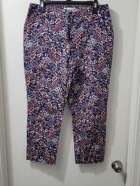 Talbots Navy Multicolor Floral Cropped Pants